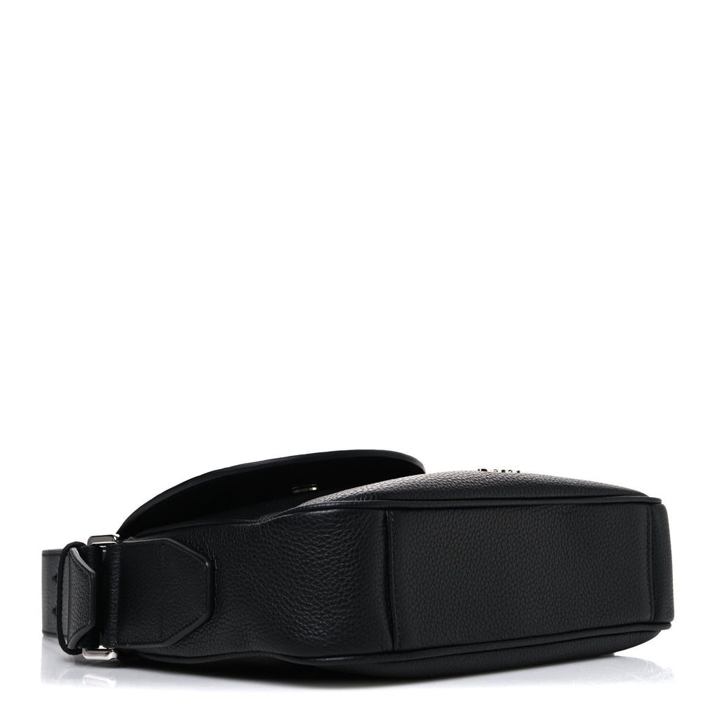 Christian Dior Grained Calfskin Saddle Messenger Bag Black