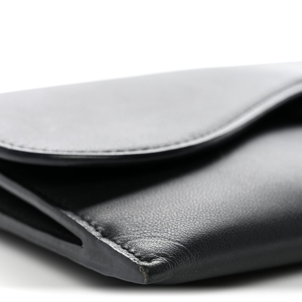 Christian Dior Ultra Matte Calfskin Saddle Chain Wallet Pouch Black