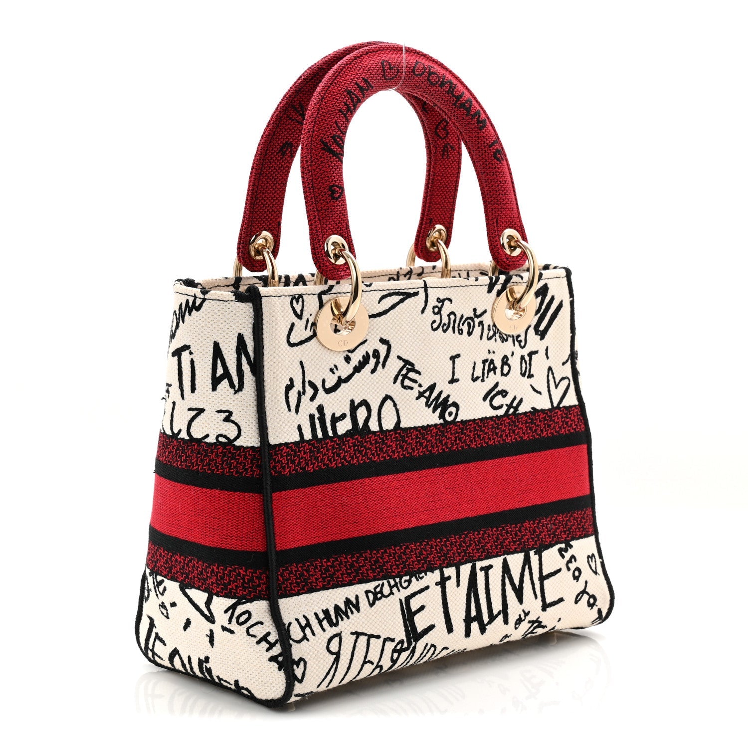 Christian Dior Canvas Medium DiorAmour Graffiti Lady D-Lite Latte