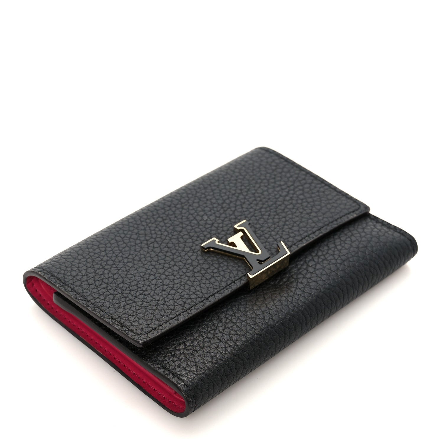 Louis Vuitton Taurillon Capucines Compact Wallet Black