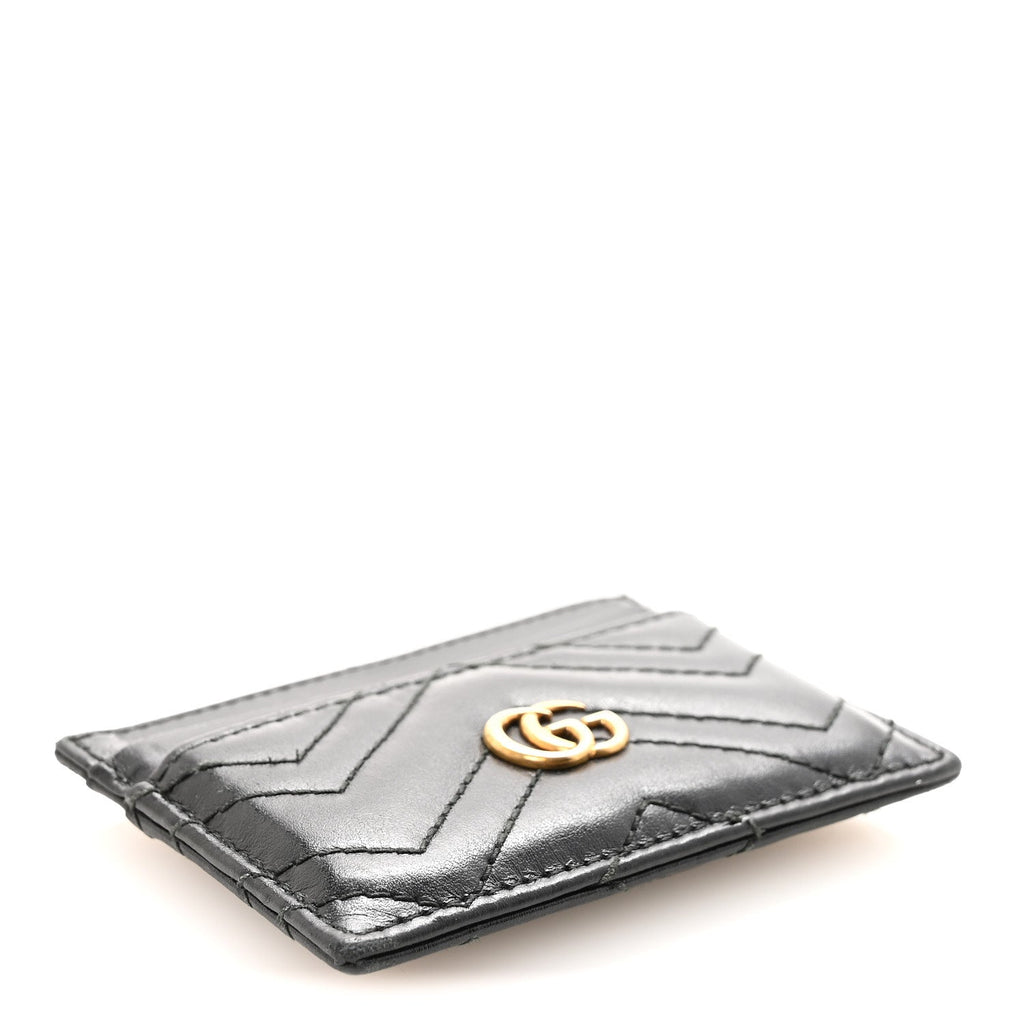 Gucci Calfskin Matelasse GG Marmont Card Holder Black