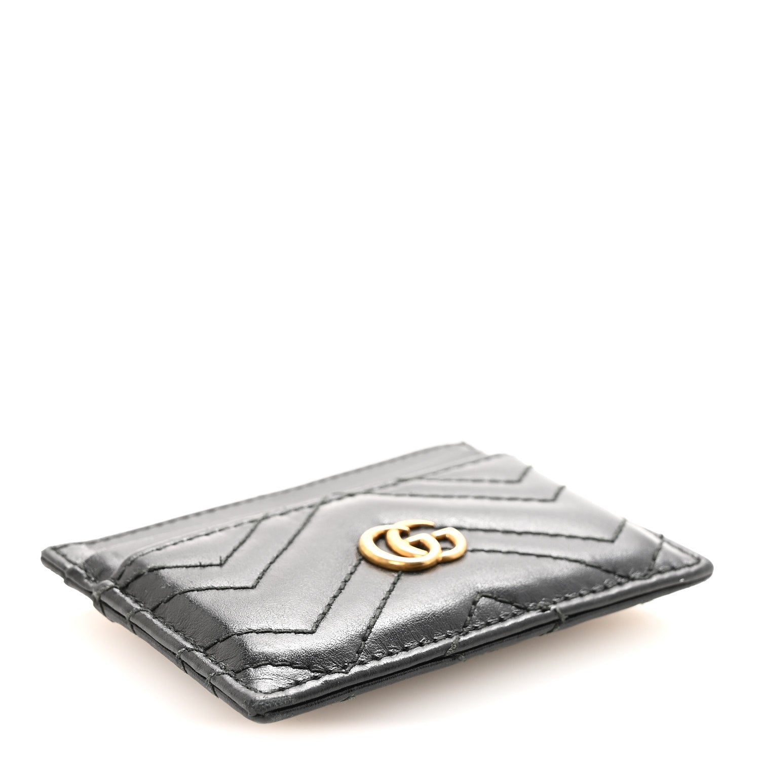Gucci Calfskin Matelasse GG Marmont Card Holder Black