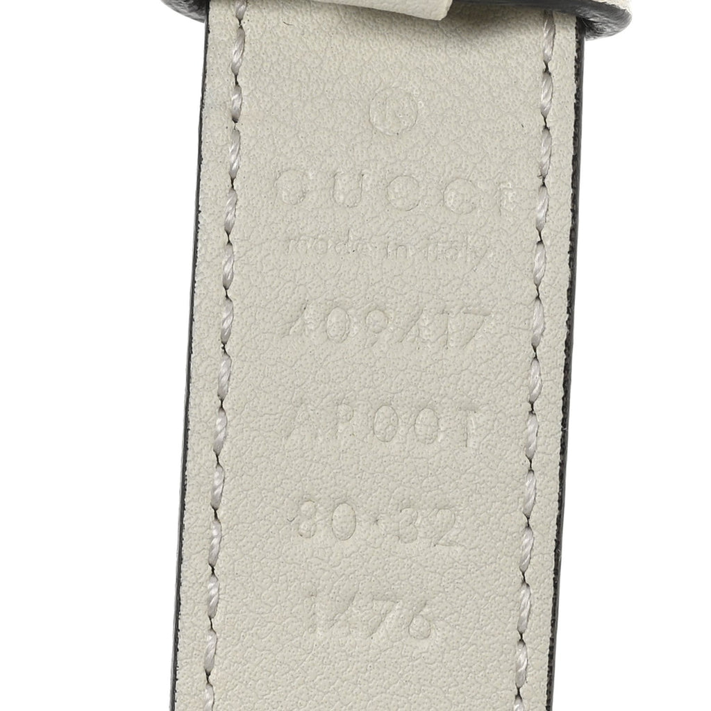 Gucci Calfskin Double G 20mm Belt 80 32 Mystic White