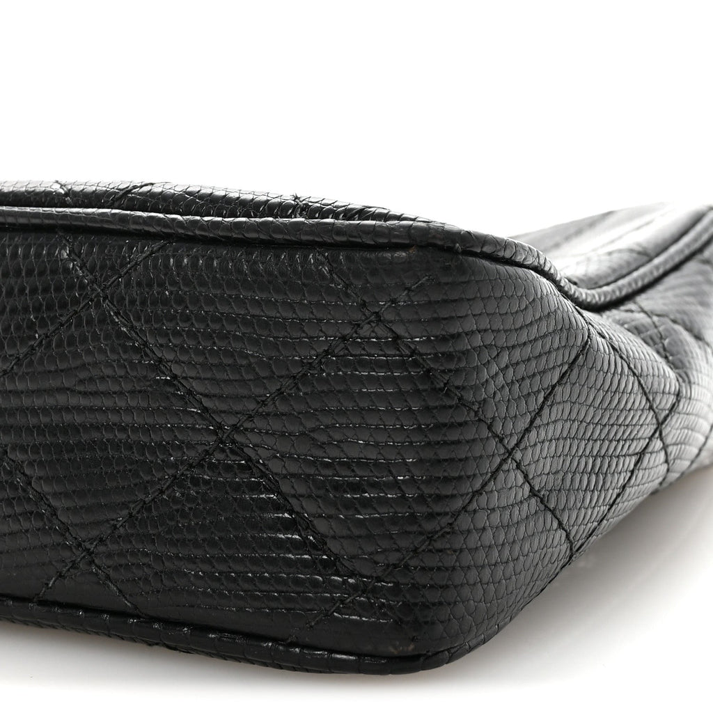 Chanel Lizard Diamond Quilted Tassel Camera Case Black