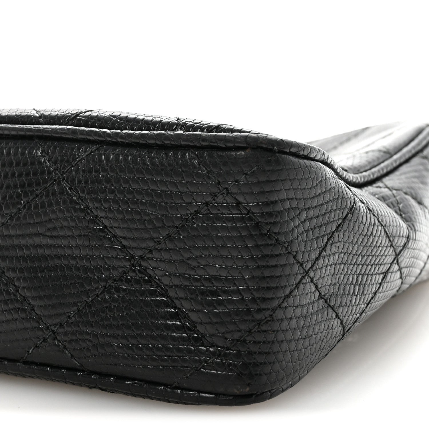 Chanel Lizard Diamond Quilted Tassel Camera Case Black
