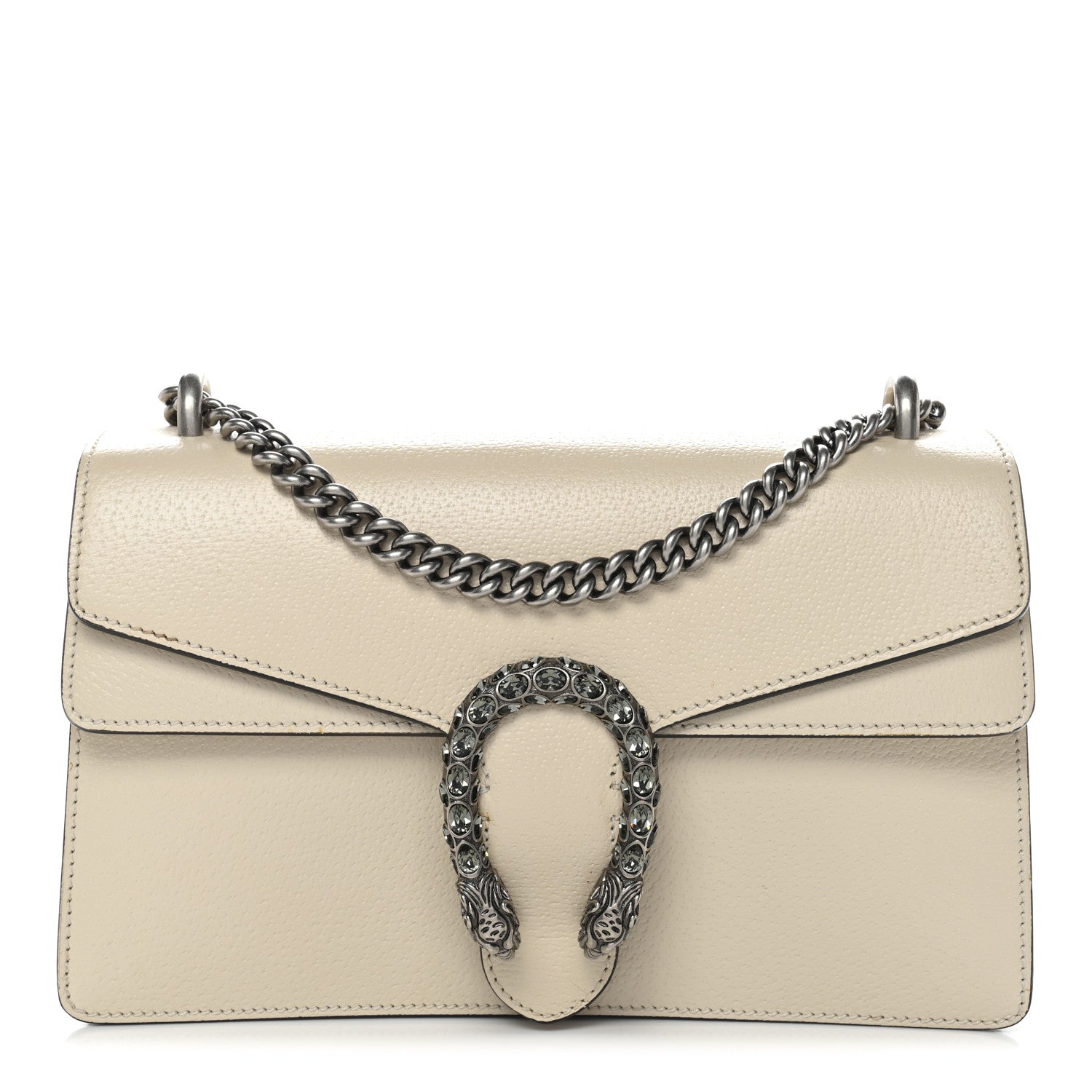 Gucci Textured Calfskin Crystal Small Dionysus Shoulder Bag Mystic White