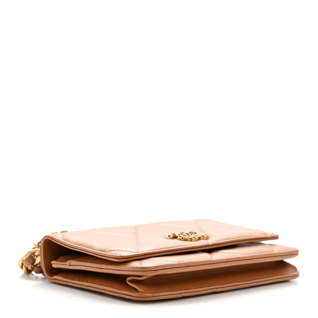Chanel Lambskin Quilted Chanel 19 Wallet On Chain WOC Brown