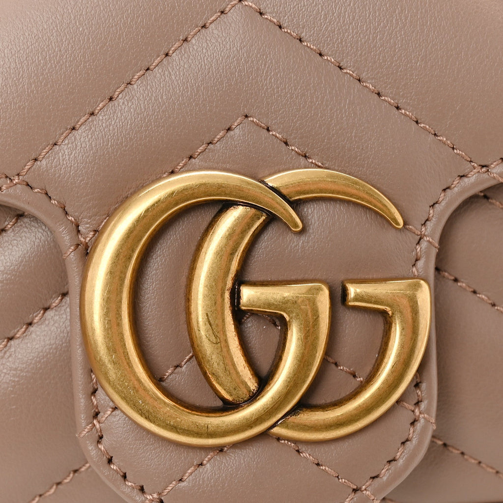 Gucci Calfskin Matelasse Super Mini GG Marmont Shoulder Bag Porcelain Rose