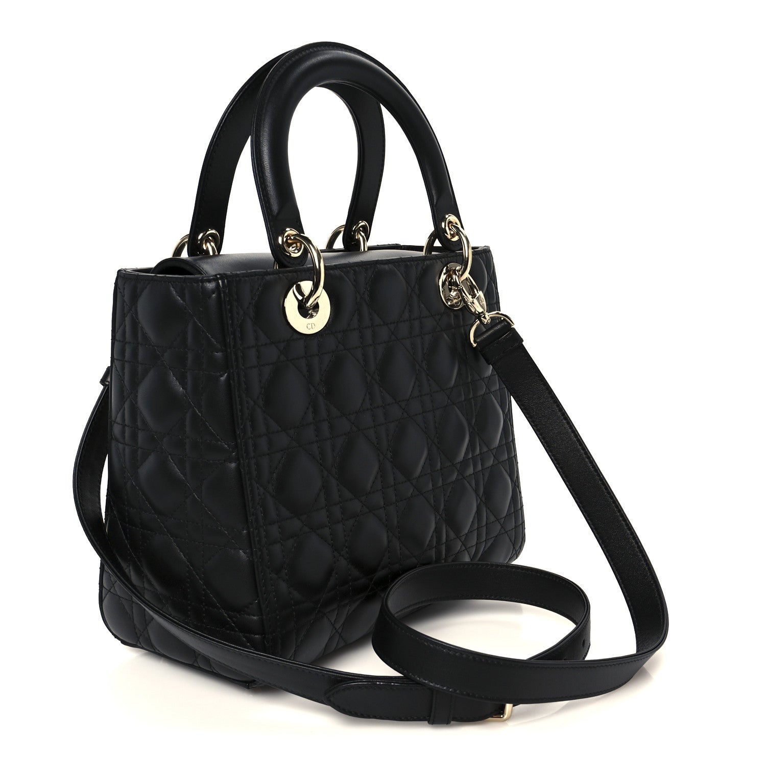 Christian Dior Lambskin Cannage Medium Lady Dior Black