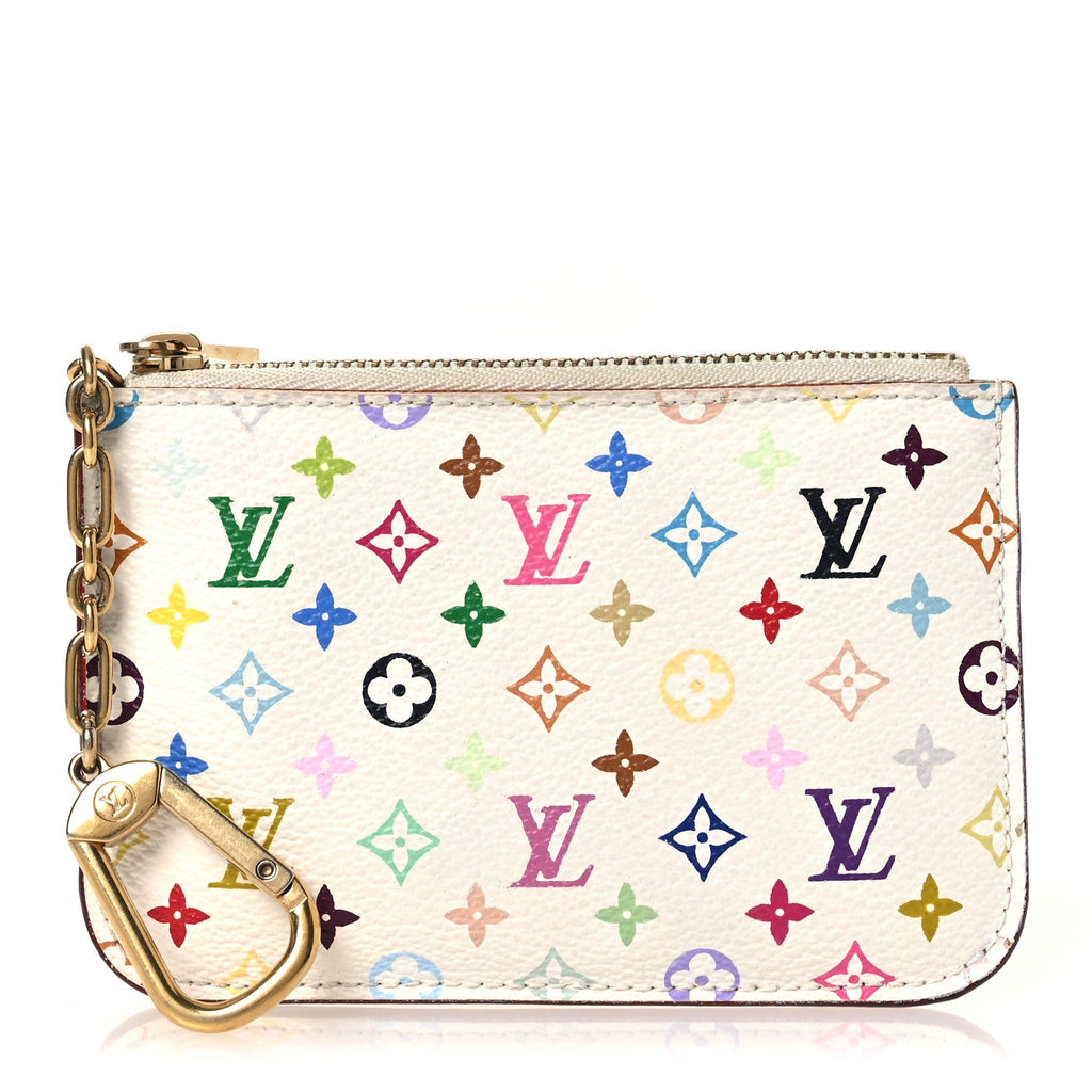 Louis Vuitton Monogram Multicolor Key Pouch White Litchi