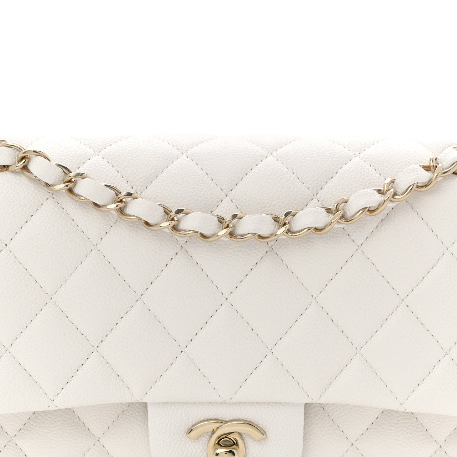 Chanel Caviar Quilted Medium Double Flap White