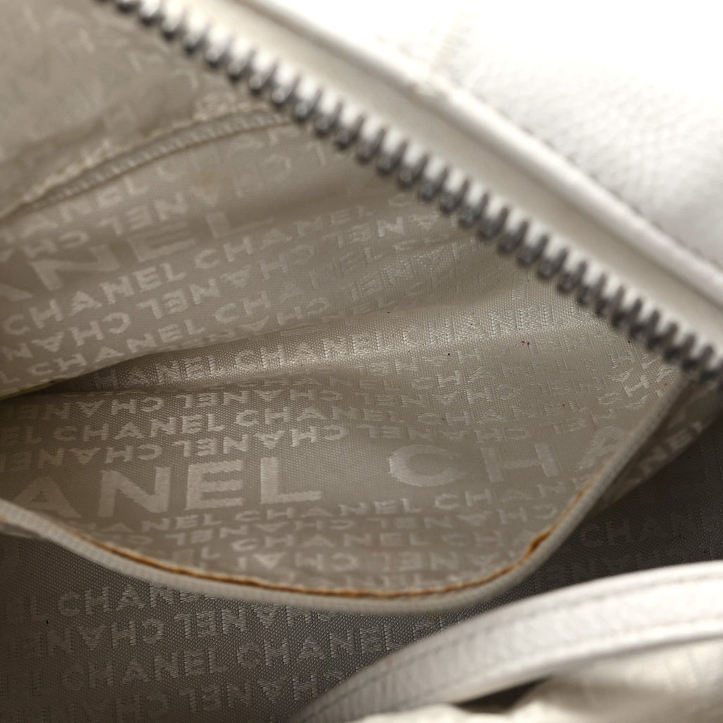 Chanel Caviar Square Stitched Bag White