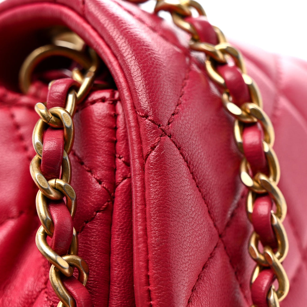 Chanel Lambskin Quilted Mini Rectangular Pearl Crush Flap Fuchsia