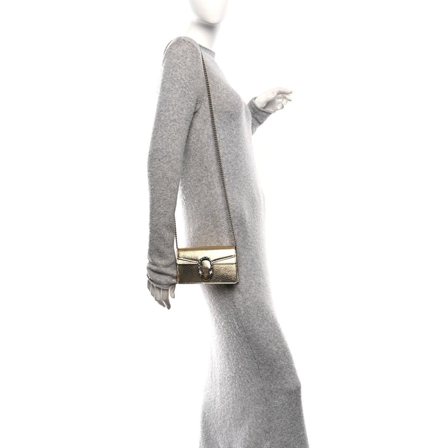 Gucci Metallic Calfskin Super Mini Dionysus Shoulder Bag Gold