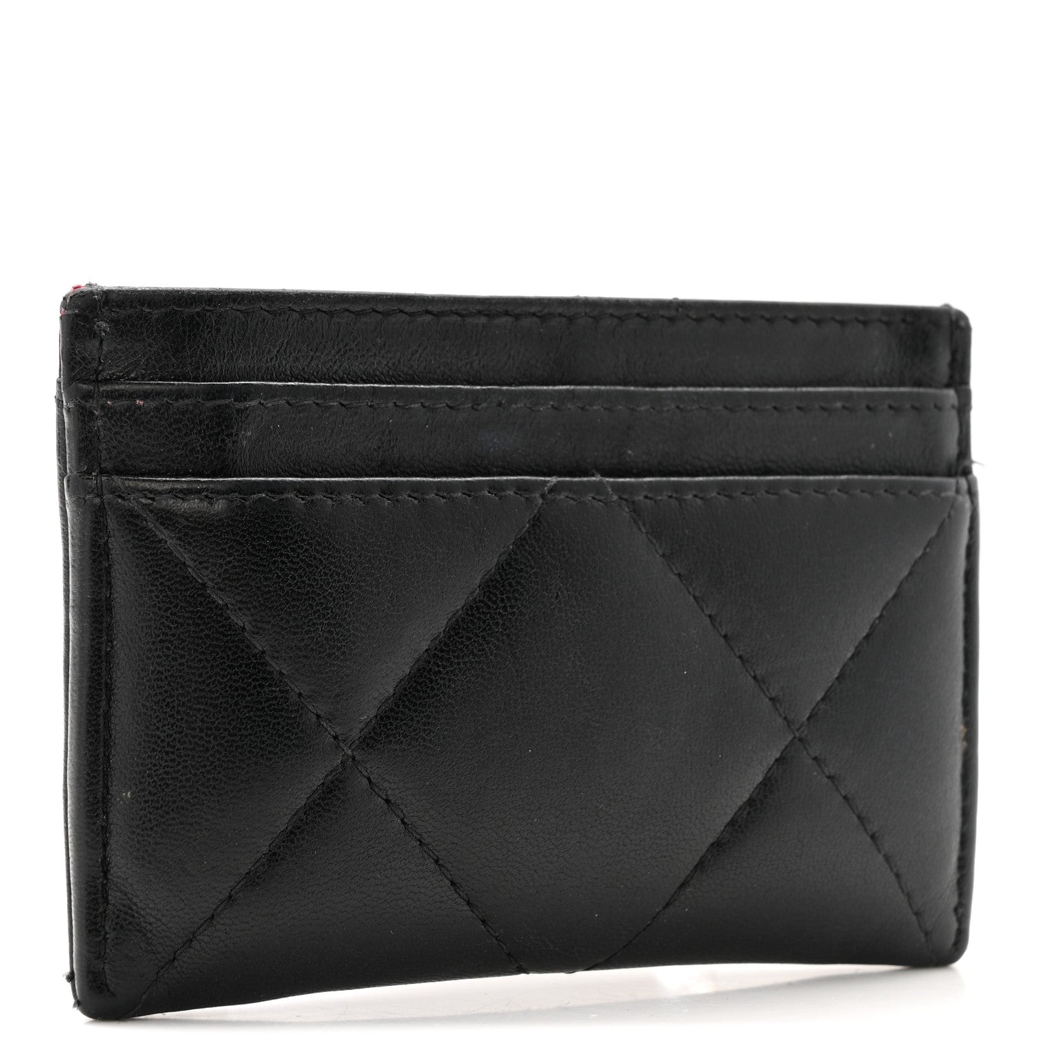 Lambskin Quilted Chanel 19 Card Holder Black