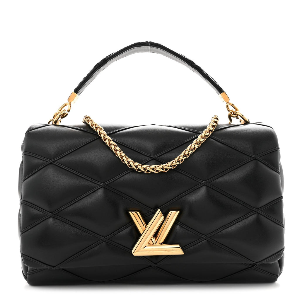 Louis Vuitton Lambskin Malletage Top Handle GO-14 GM Black