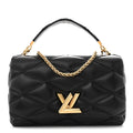 Louis Vuitton Lambskin Malletage Top Handle GO-14 GM Black