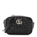 Gucci Calfskin Matelasse Aria GG Marmont Chain Shoulder Bag Black