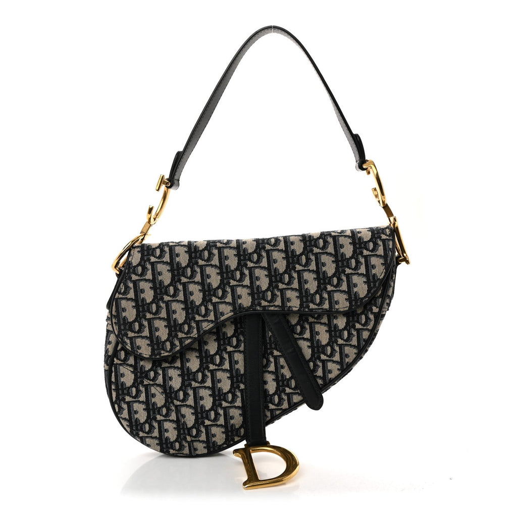Christian Dior Oblique Saddle Bag Blue