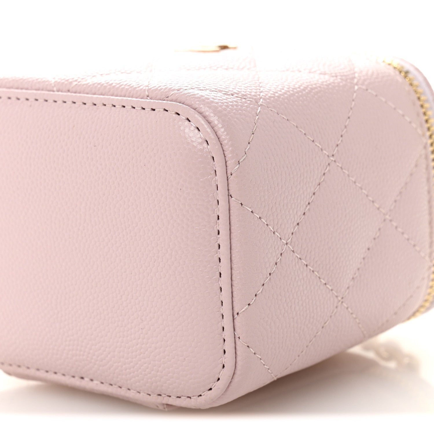 Chanel Caviar Quilted Mini Vanity Case With Chain Light Pink