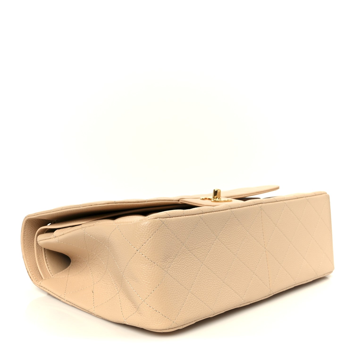 Chanel Caviar Quilted Jumbo Double Flap Beige