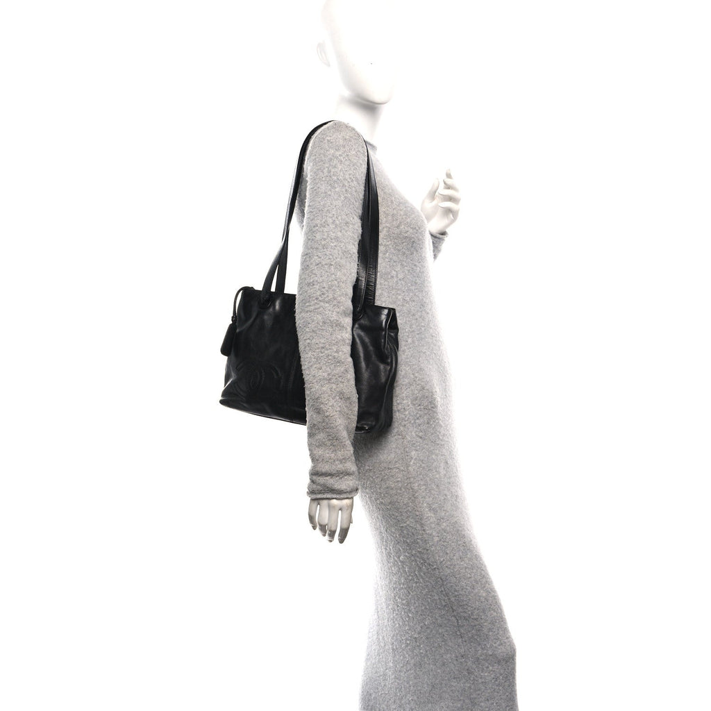 Chanel Lambskin CC Stitched Tote Black