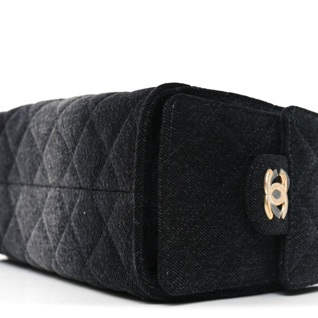 Chanel Washed Denim Quilted Mini Chanel 25 Handbag Black