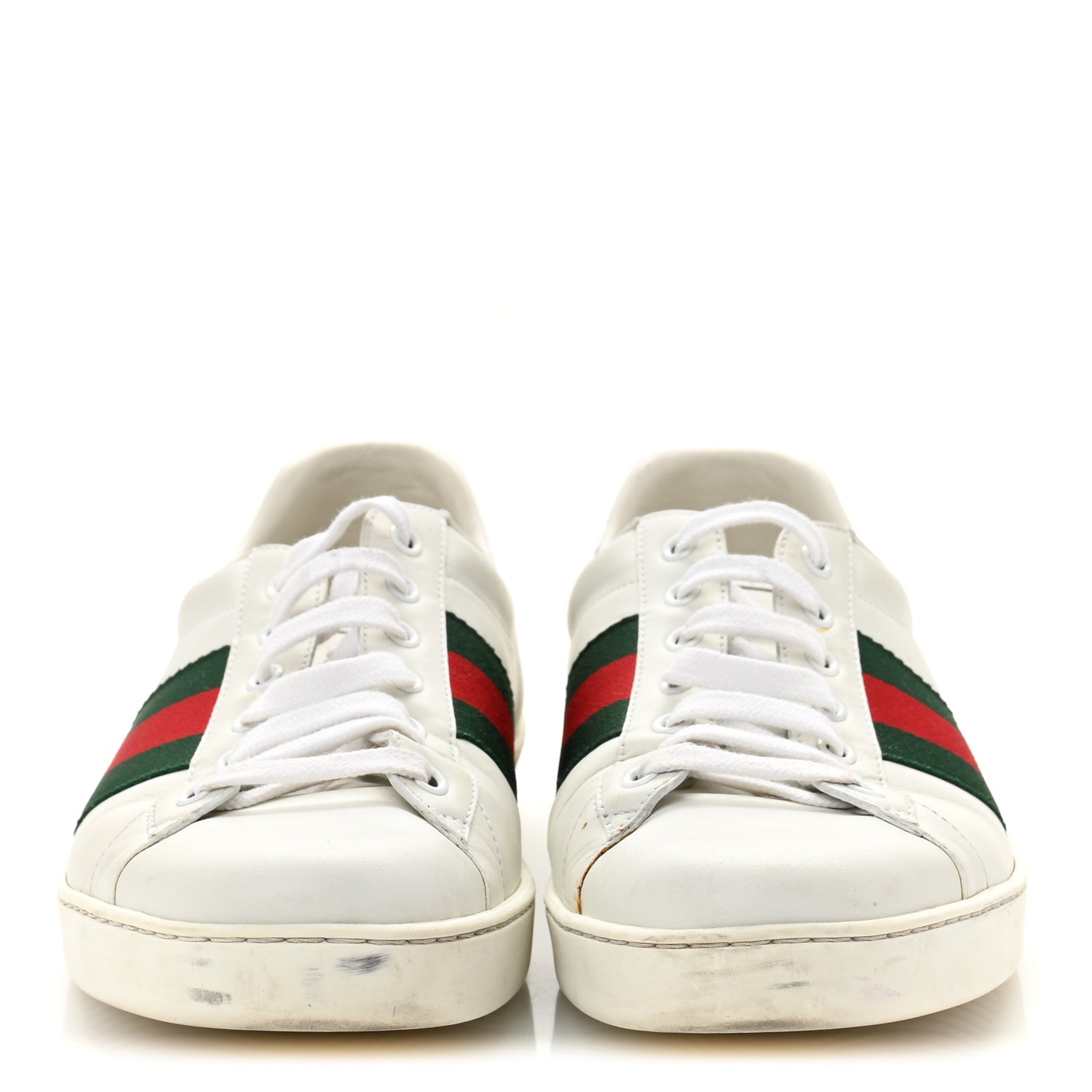 Gucci Calfskin Crocodile Web Mens Ace Sneakers 9 White Green