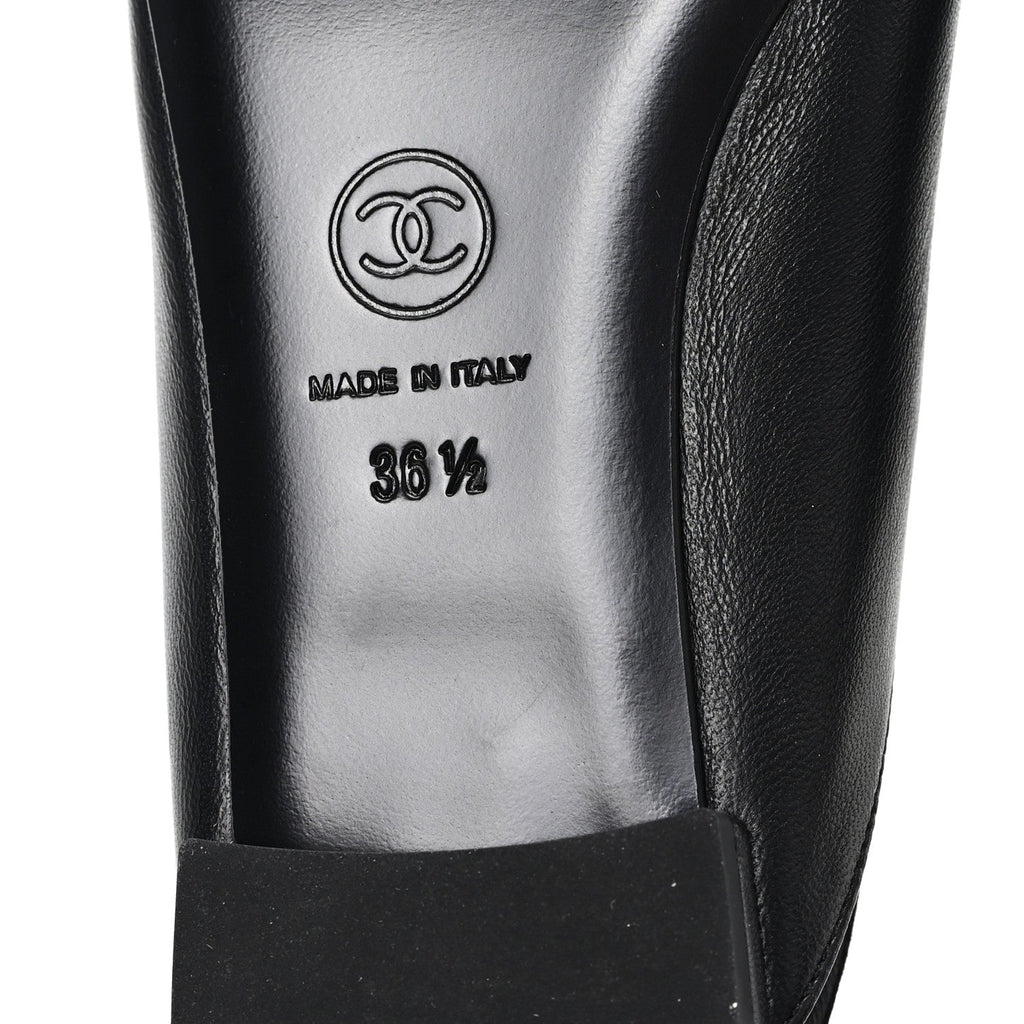 Lambskin Grosgrain Rounded Toe CC Slingback Flats 36.5 Black