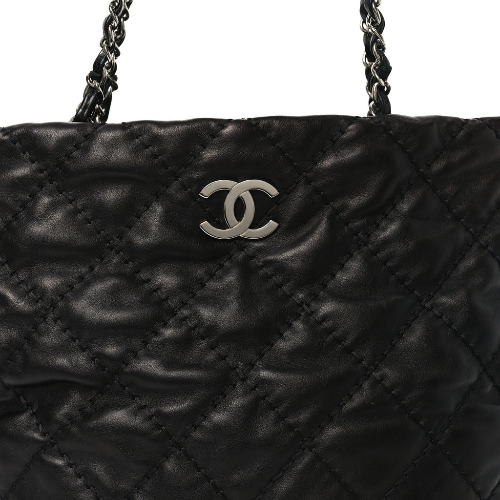 Chanel Calfskin Contrast Stitch Tote Black