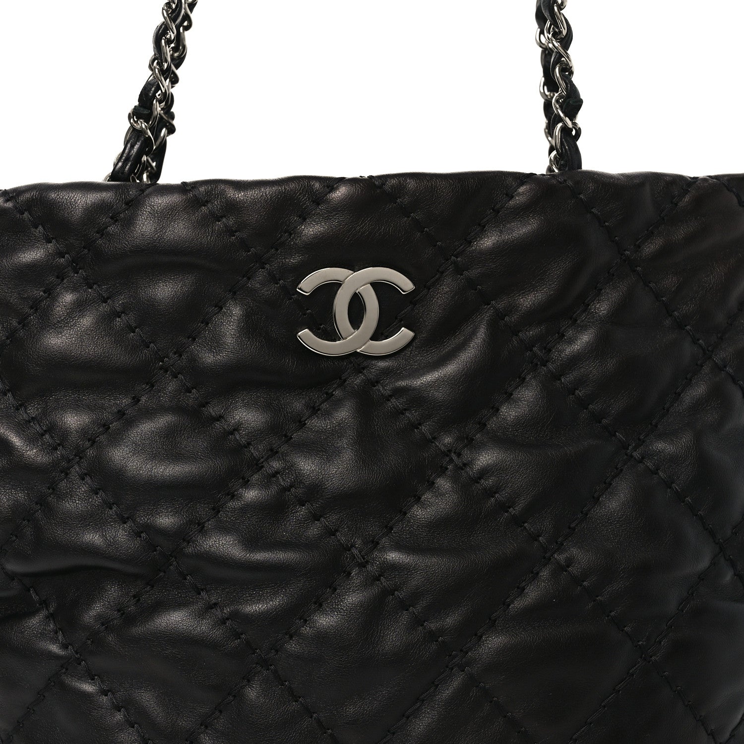 Chanel Calfskin Contrast Stitch Tote Black
