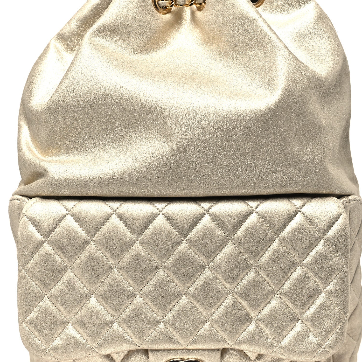 Chanel Metallic Lambskin Quilted Small In Seoul Backpack Light Gold