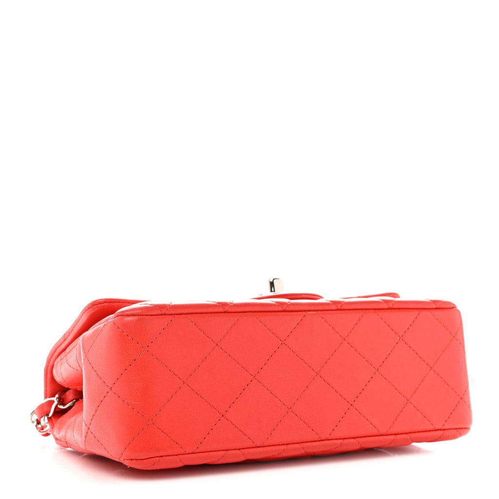 Chanel Lambskin Quilted Mini Rectangular Flap Red