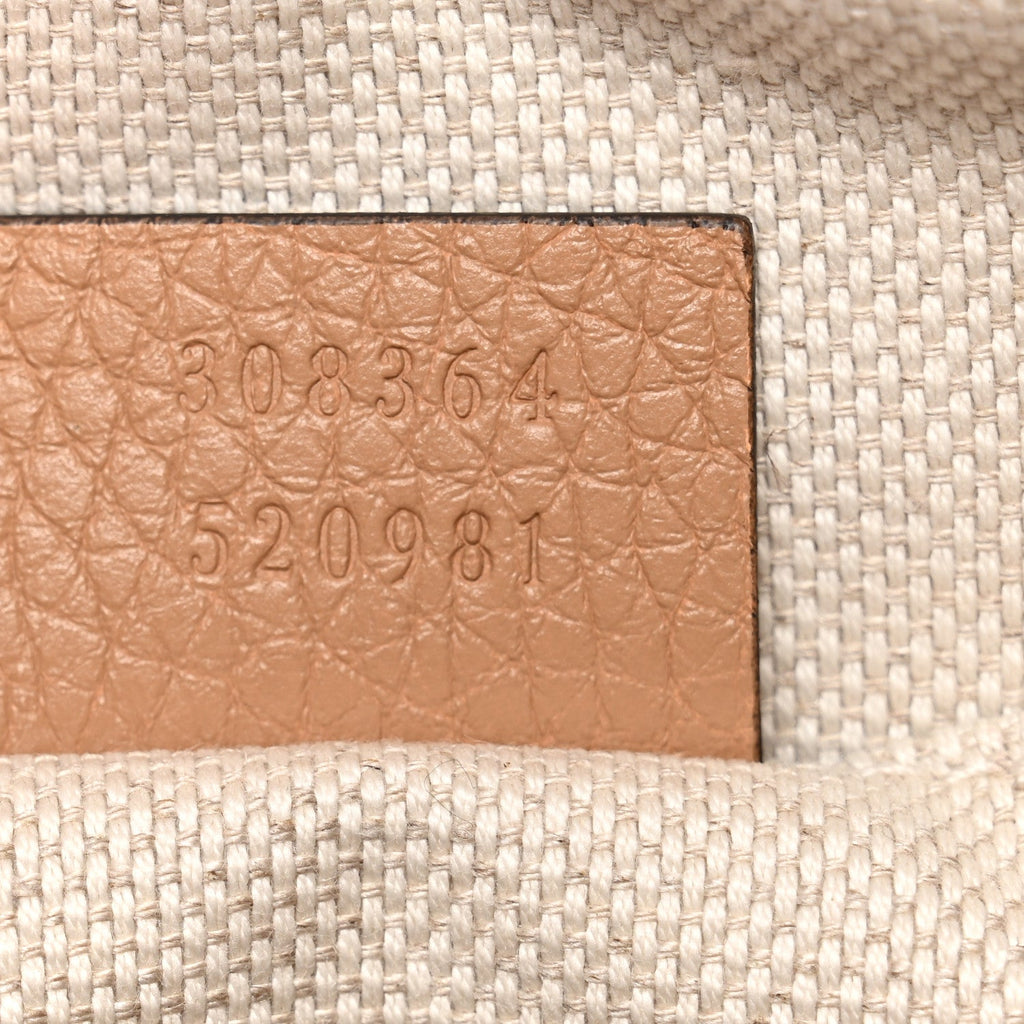 Gucci Pebbled Calfskin Small Soho Disco Bag Camelia