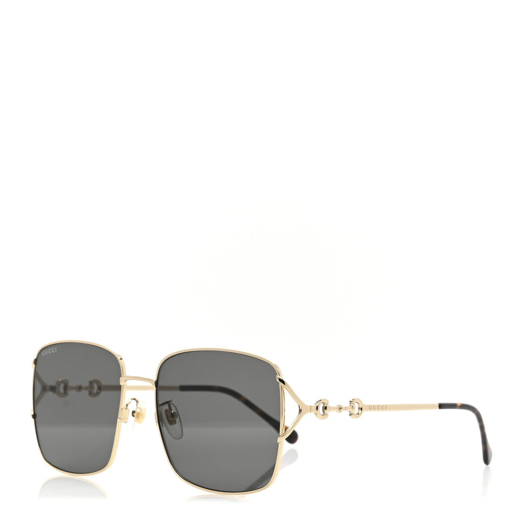 Gucci Metal Horsebit Square Frame Sunglasses GG1018SK Gold