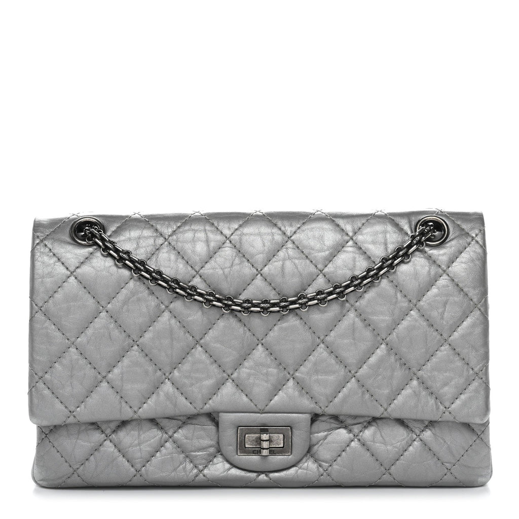 Chanel Metallic Aged Calfskin Quilted 2.55 Reissue 226 Flap Silver