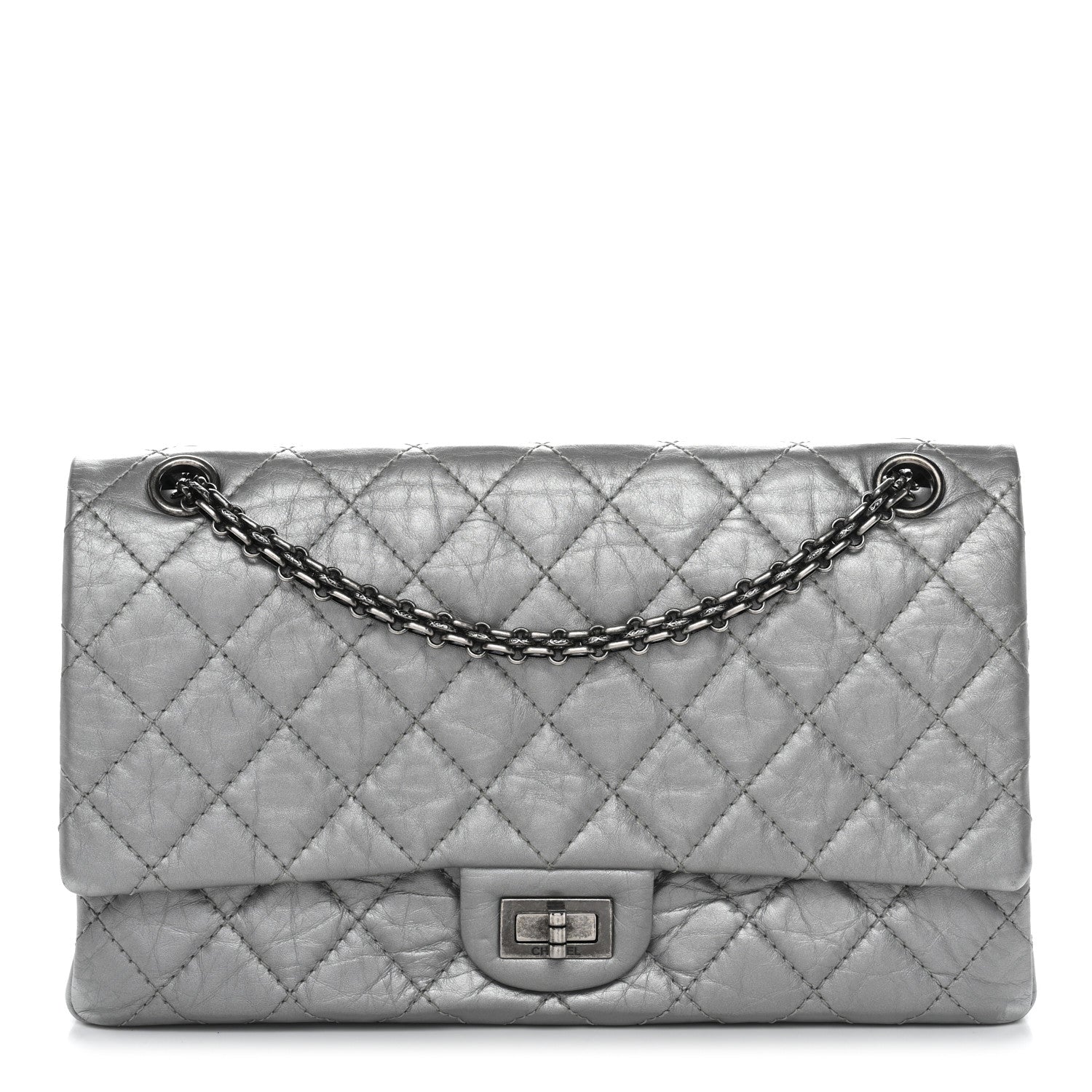 Chanel Metallic Aged Calfskin Quilted 2.55 Reissue 226 Flap Silver