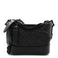 Chanel Aged Calfskin Quilted Small Gabrielle Hobo So Black