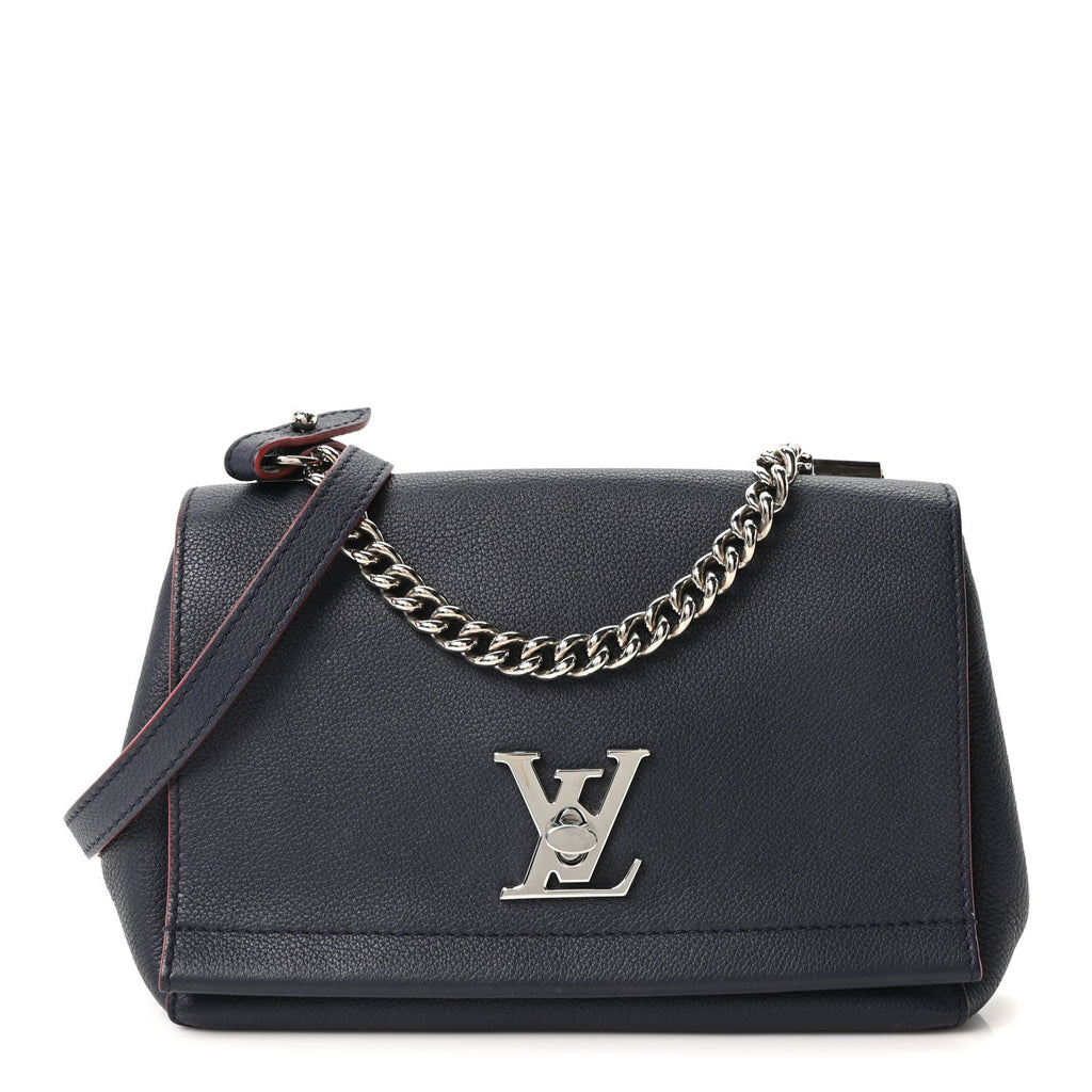 Louis Vuitton Calfskin Lockme II Chain Bag BB Marine Rouge