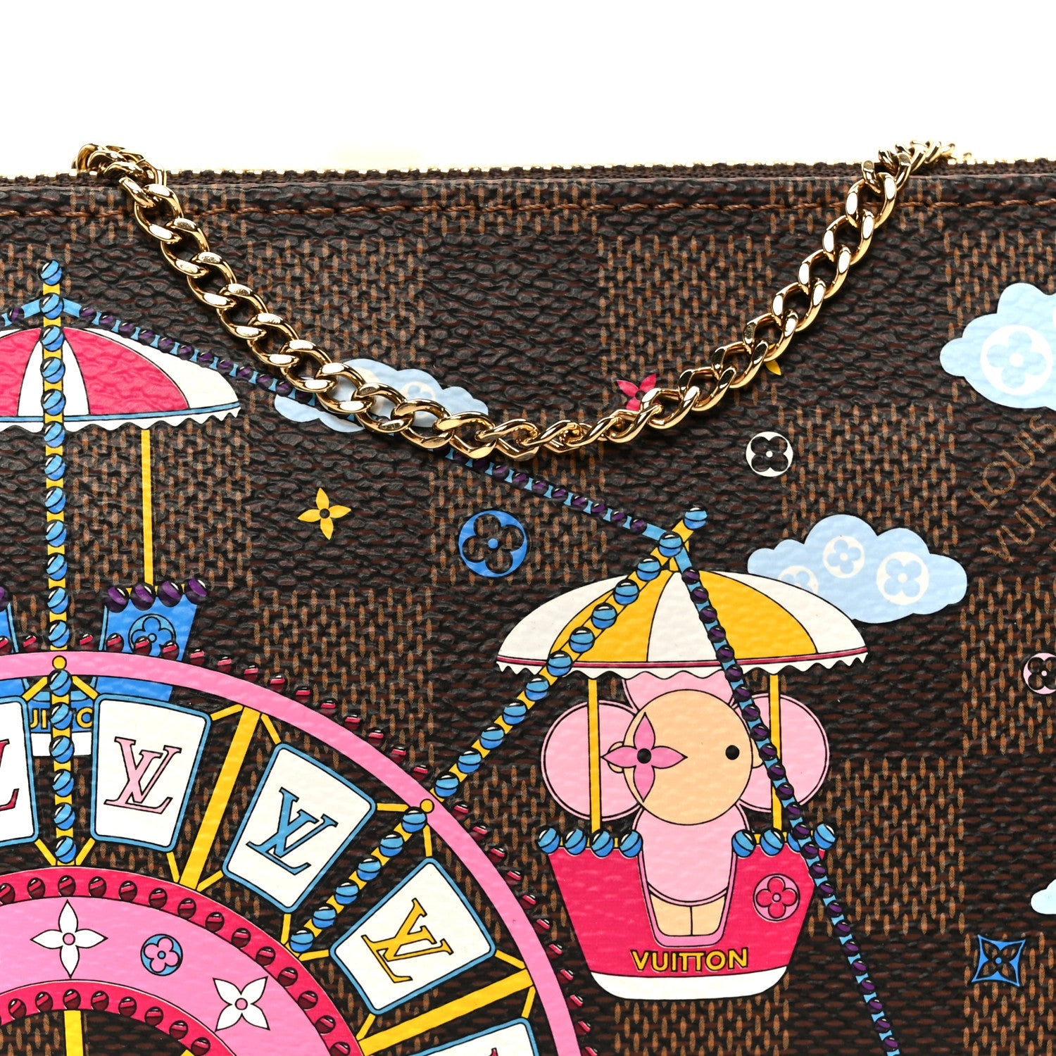 Louis Vuitton Damier Ebene 2020 Christmas Animation Big Wheel Mini Pochette Accessories Rose Ballerine