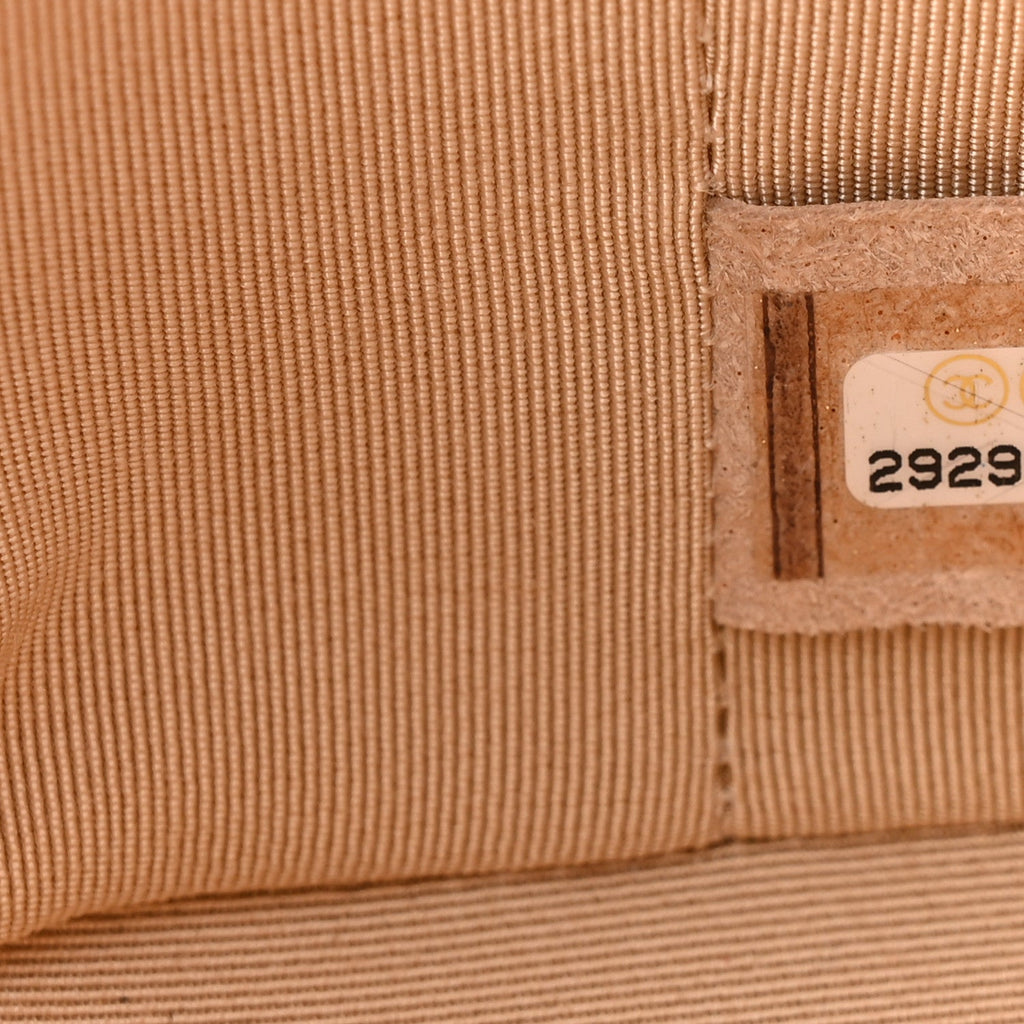 Chanel Calfskin Raffia Small Take Away Vanity Case Bag Pink Beige