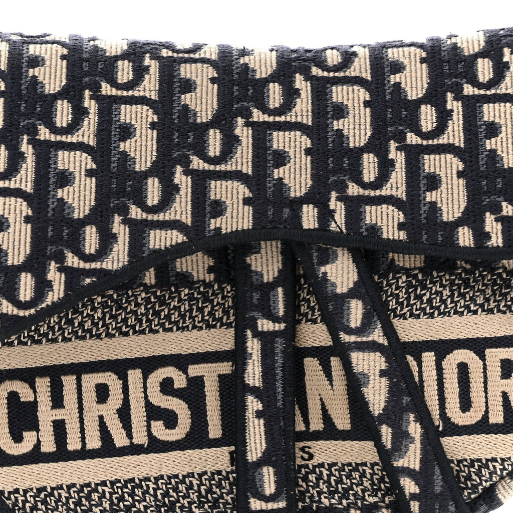 Christian Dior Oblique Embroidered Saddle Bag Blue