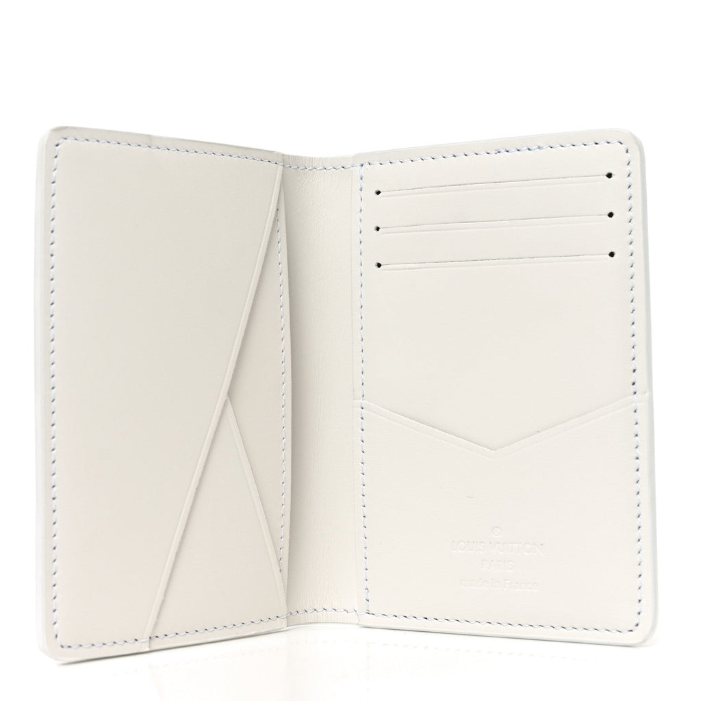Louis Vuitton Calfskin Monogram Shadow Pocket Organizer NM White Navy