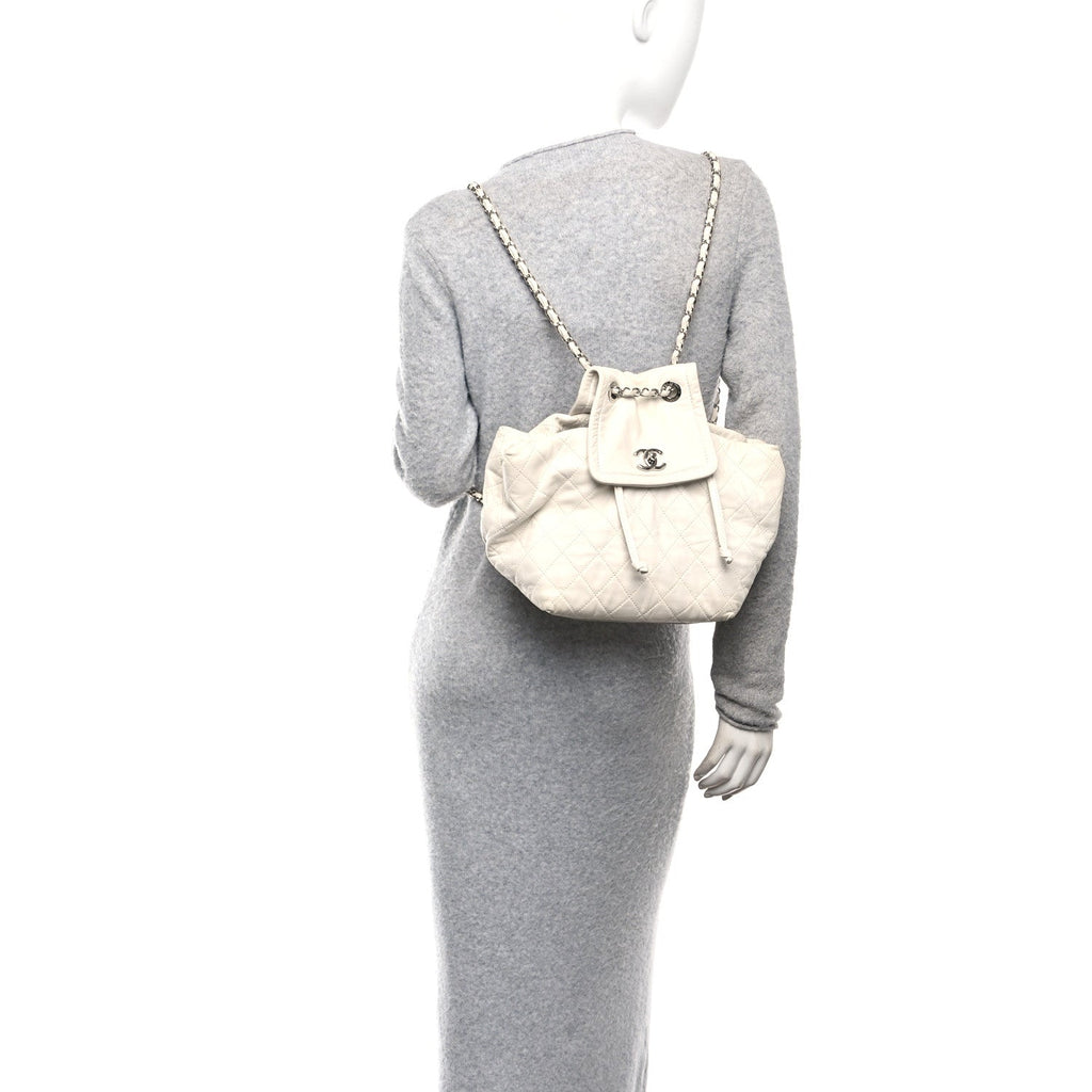 Chanel Lambskin Quilted Beijing Backpack Bag White