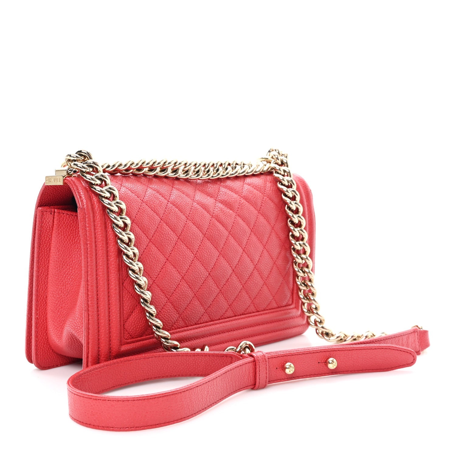 Chanel Caviar Quilted Medium Boy Flap Red