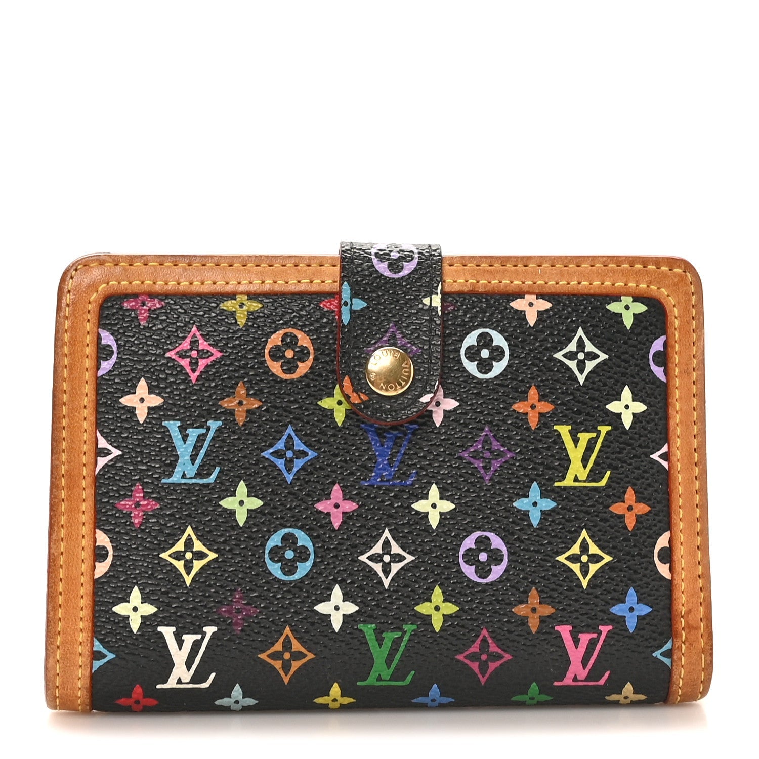 Louis Vuitton Monogram Multicolor French Purse Wallet Black