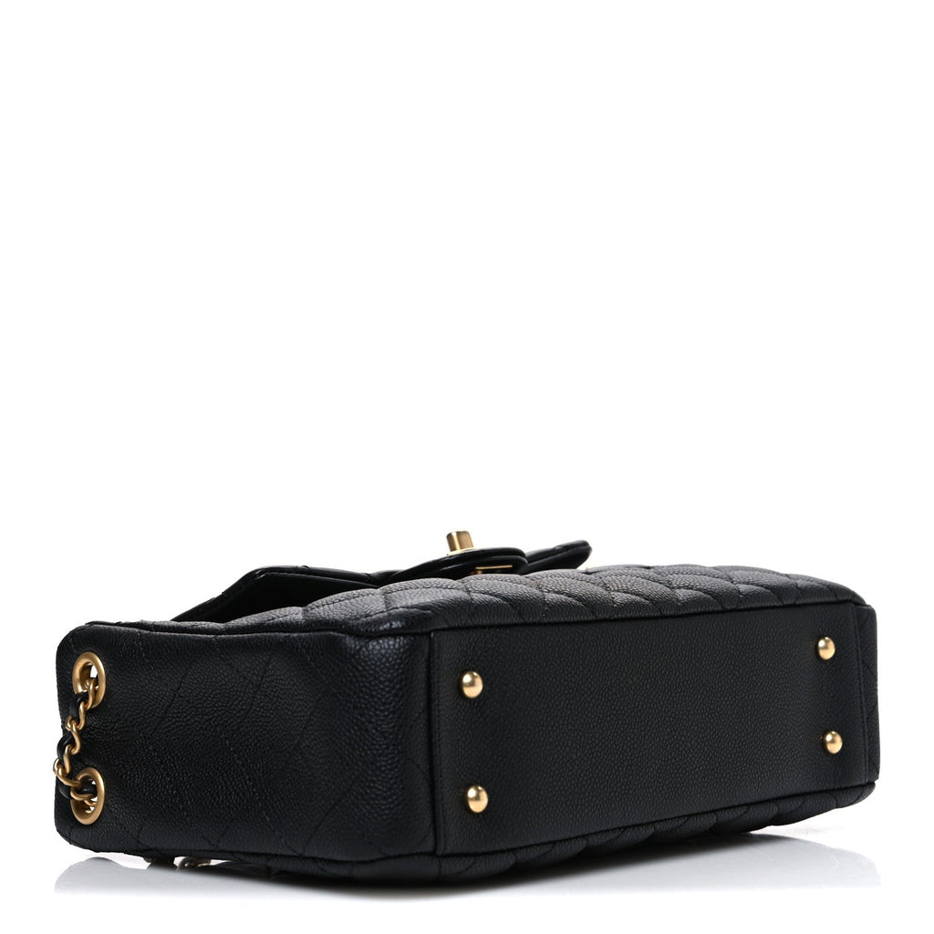 Chanel Caviar Calfskin Quilted Small Top Handle Flap Black