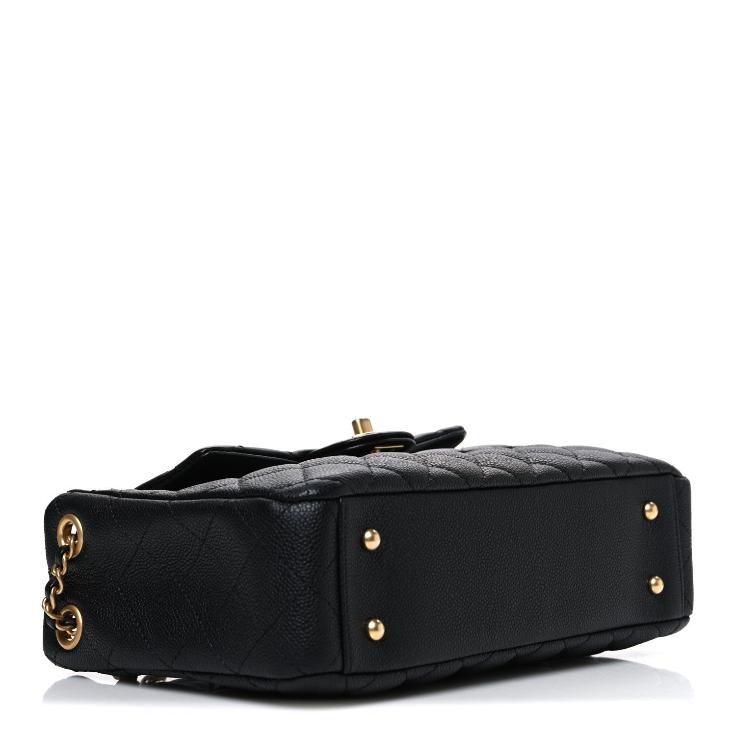 Chanel Caviar Calfskin Quilted Small Top Handle Flap Black