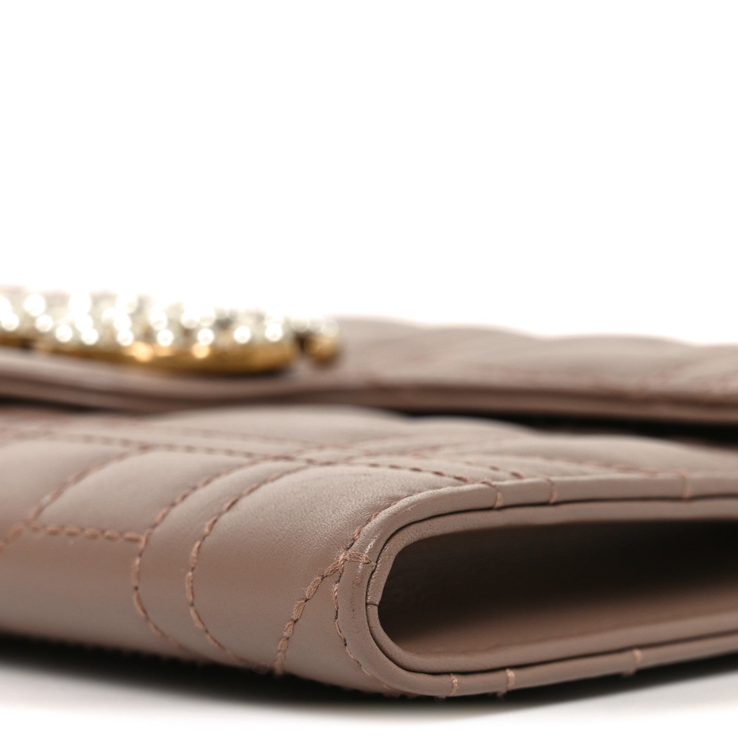 Gucci Calfskin Matelasse Mini Pearly GG Marmont Chain Wallet Porcelain Rose