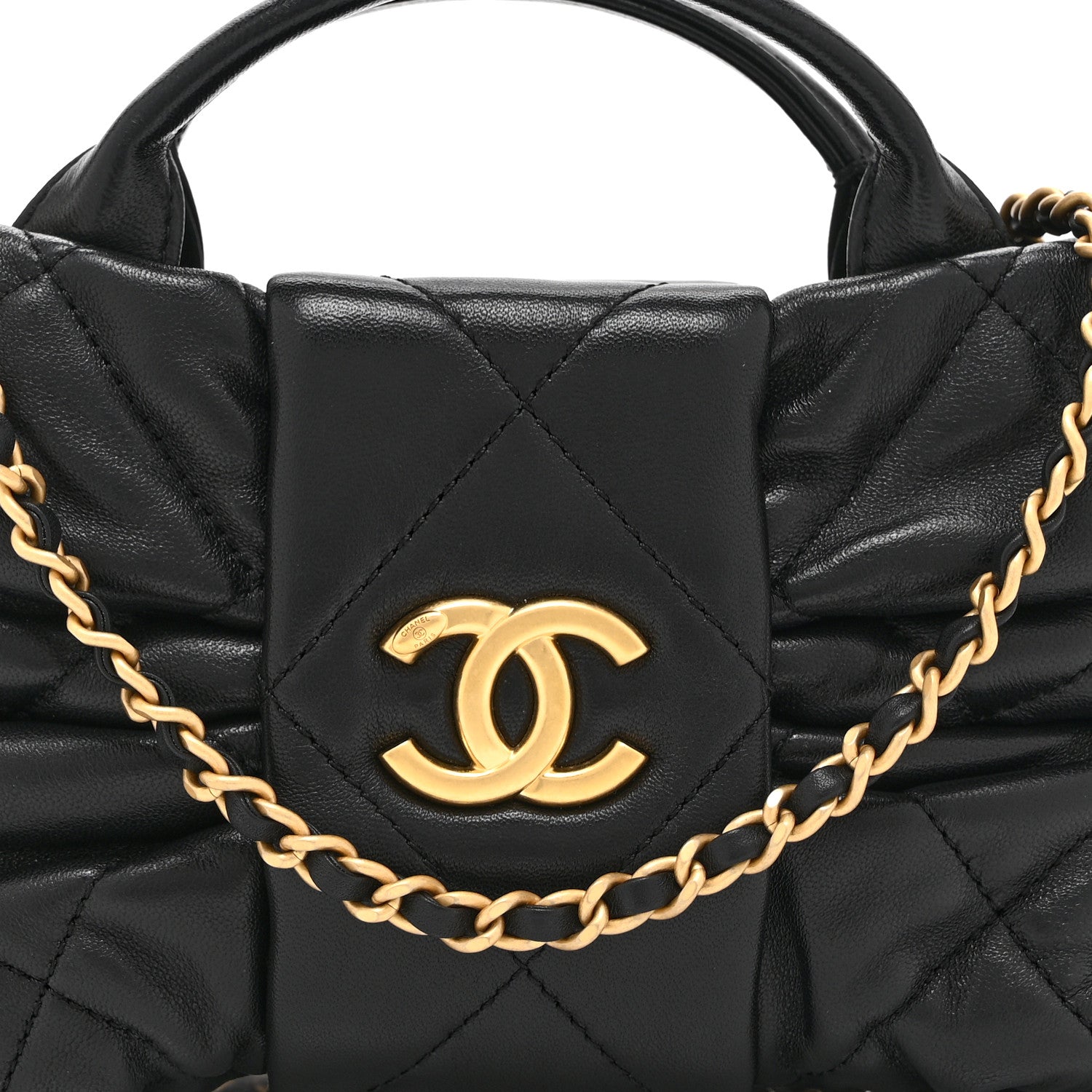 Chanel Lambskin Quilted Mini Bow Bag Black